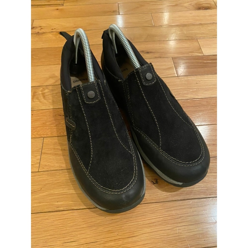 Earth Origins Black Slip On Loafer Shoes Mens 8.5 M Leather Suede Comfort‎